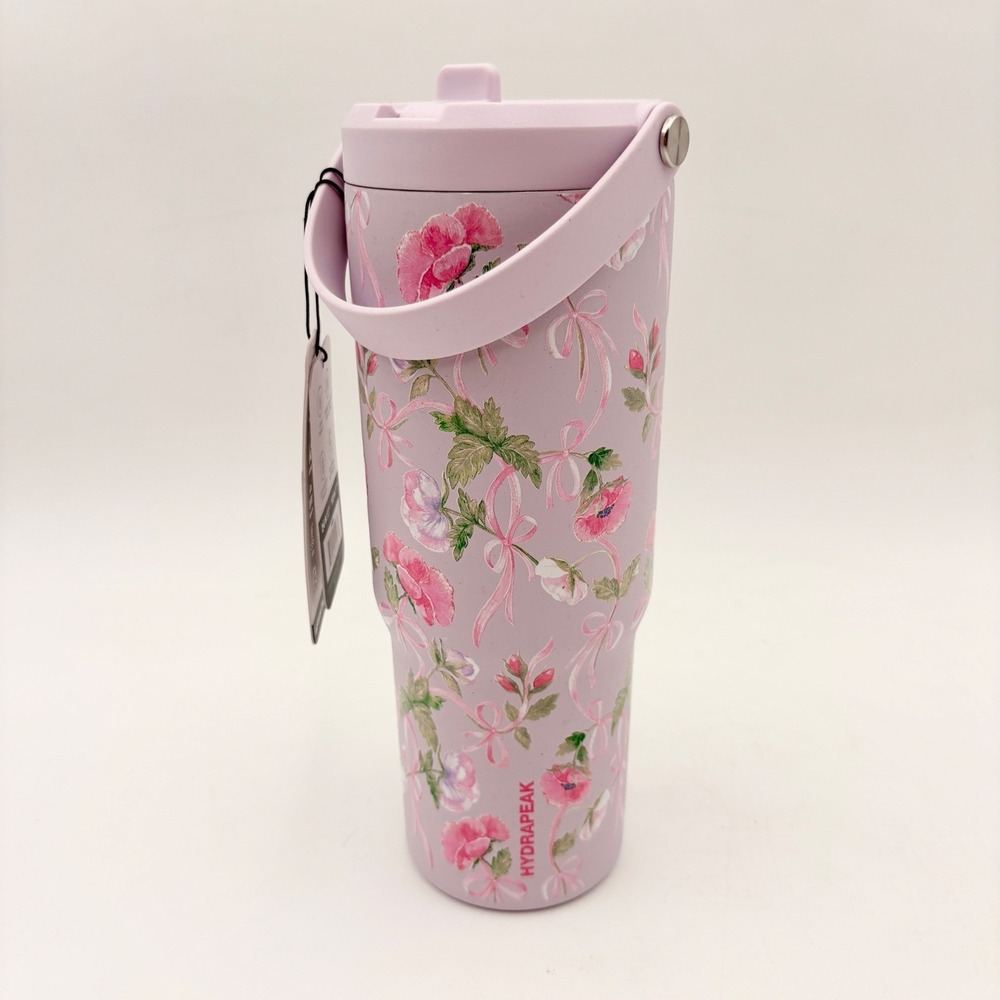 Hydrapeak Artisan Collection 30oz Tumbler Lavender Floral Bows Insulated Mug NEW